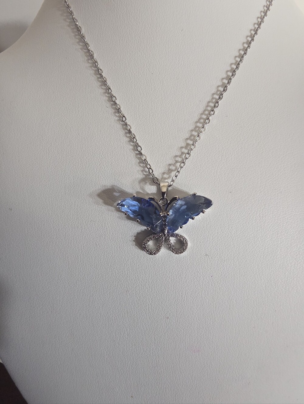 Blue Swarovski Crystal Element Butterfly Pendant Necklace | S925 Chain